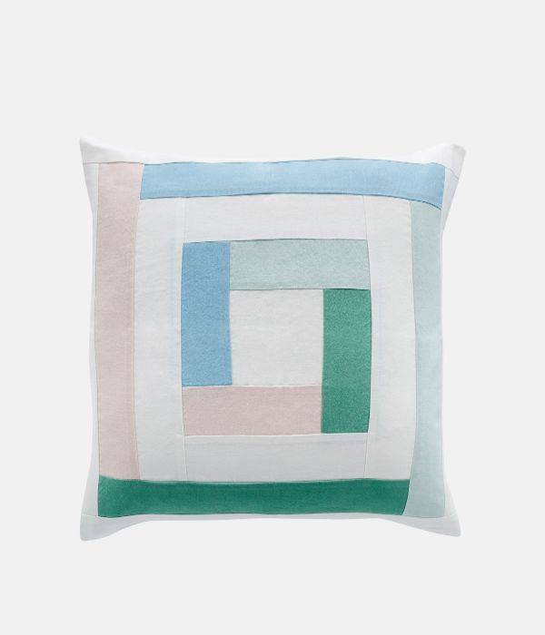 An image of The Campbell Collection Patchwork Cushion in Green Lily.