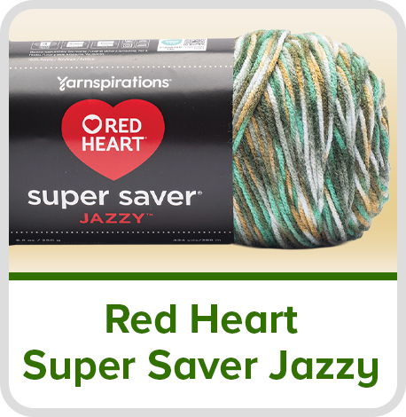 Red Heart Super Saver Jazzy yarn in green and brown colors.