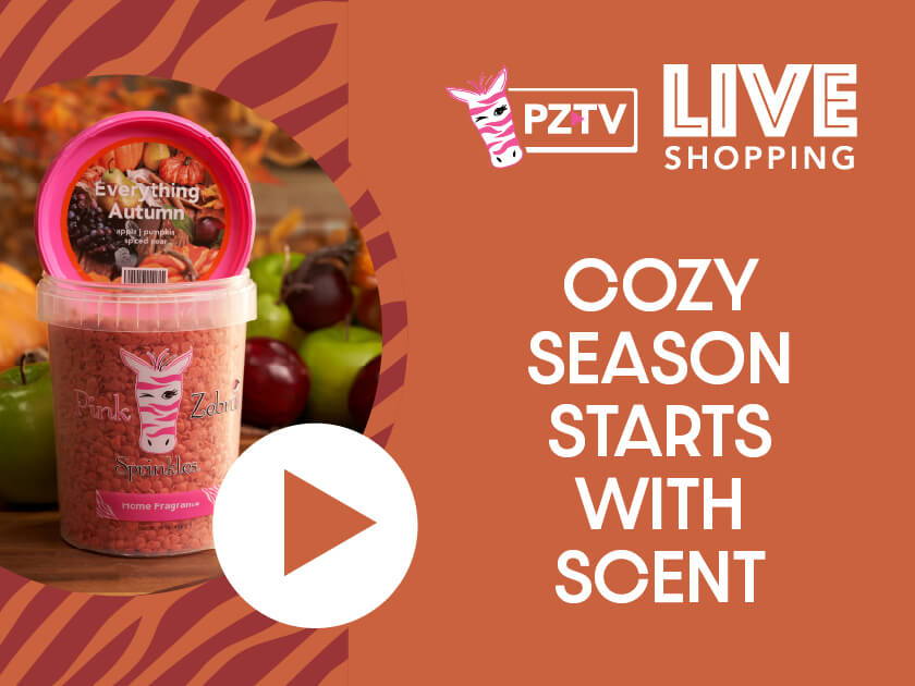 Cozy season starts with scent, featuring PZTV live shopping promotion.
