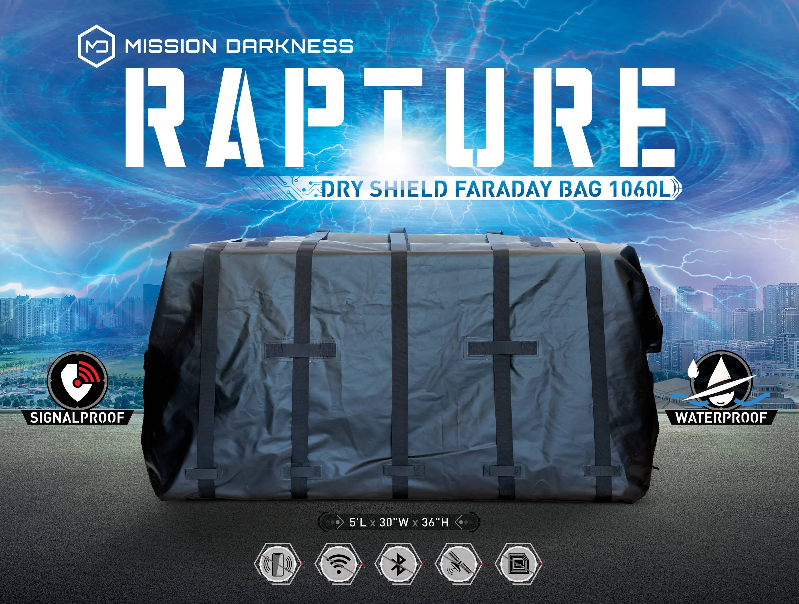Mission Darkness Dry shield Rapture Faraday Bag shields generators and extra-large electrronics from EMPS