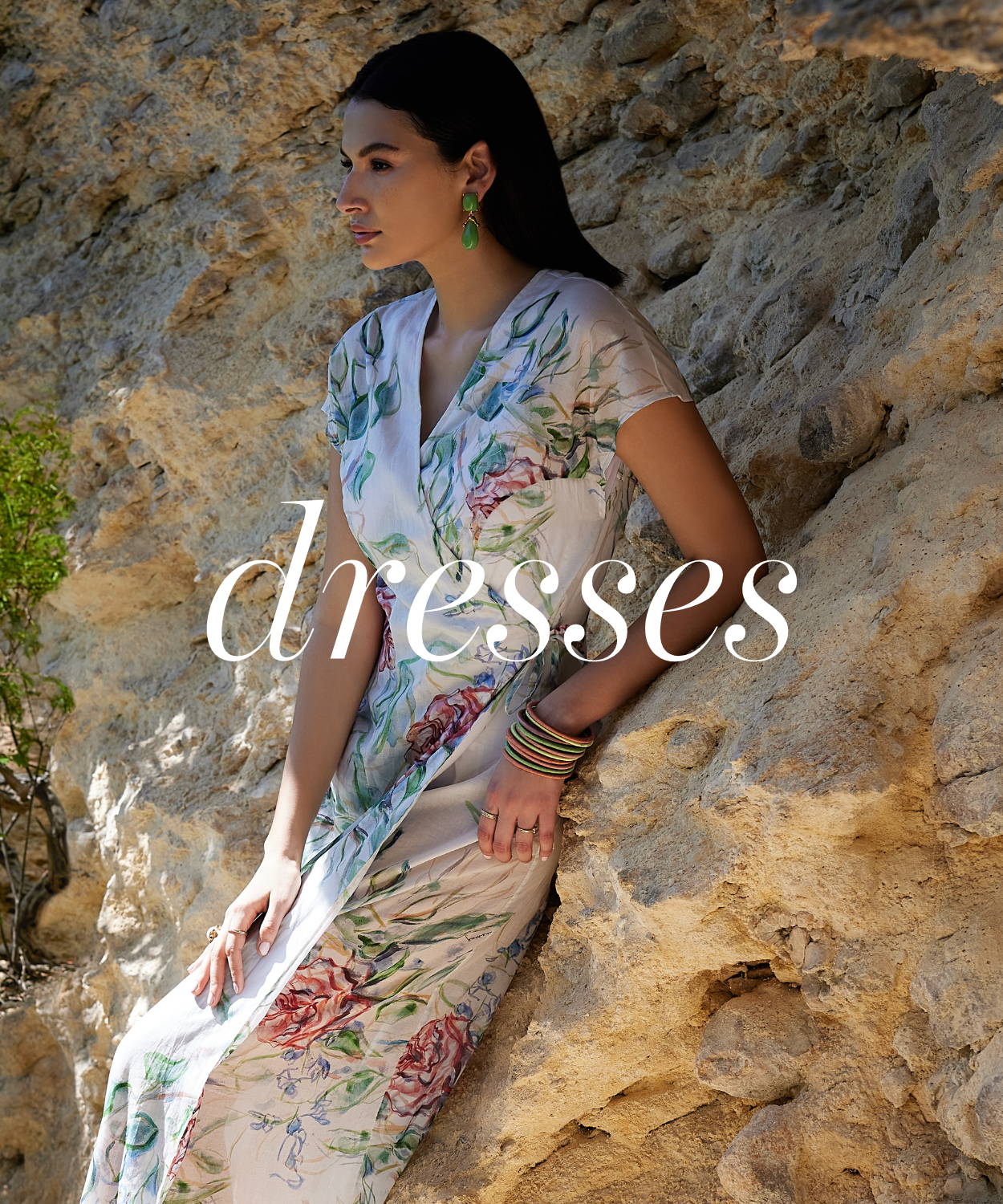 dresses | Woman wearing rose printed cotton wrap dress by Ala von Auersperg for summer 2023