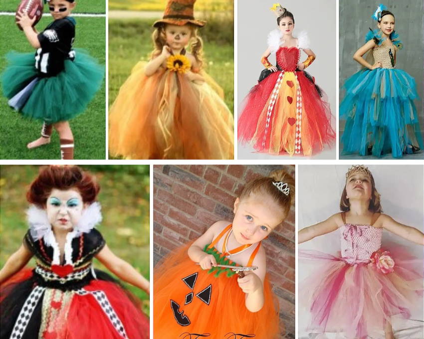 Compilation of halloween costumes with a tutu skirt