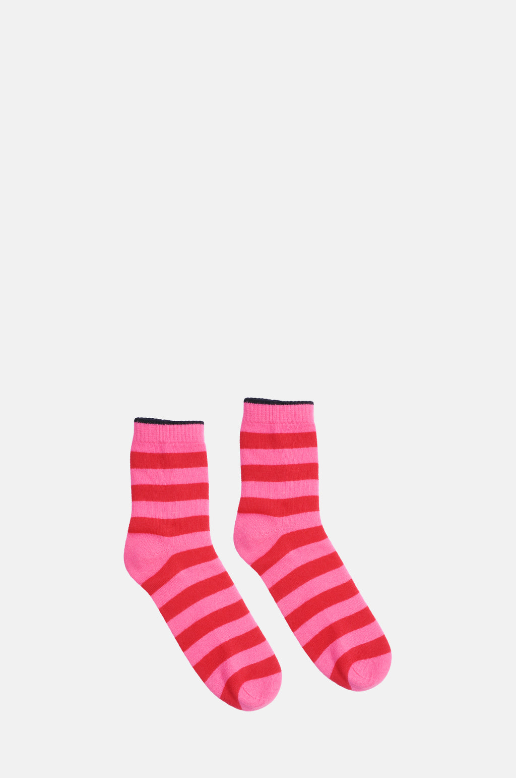 The Jumper 1234 Stripe Socks in Hot Pink and Cherry red.