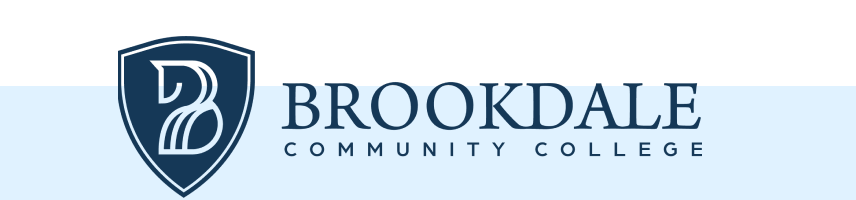 Brookdale Community College logo with shield emblem.