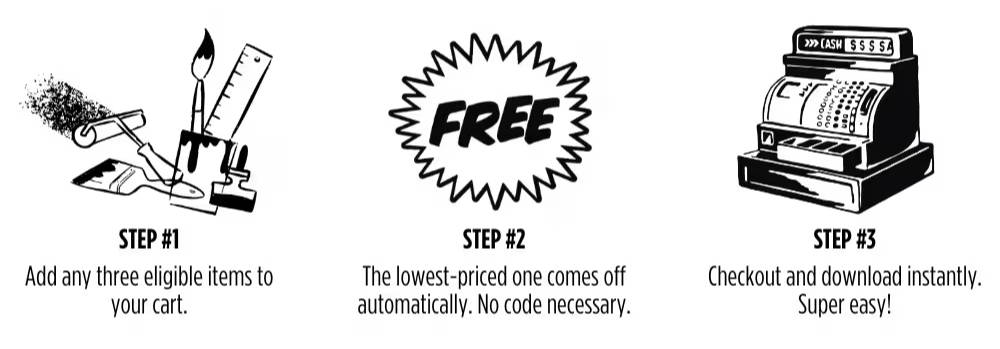 Instructions for a promotional offer with steps and a free item.
