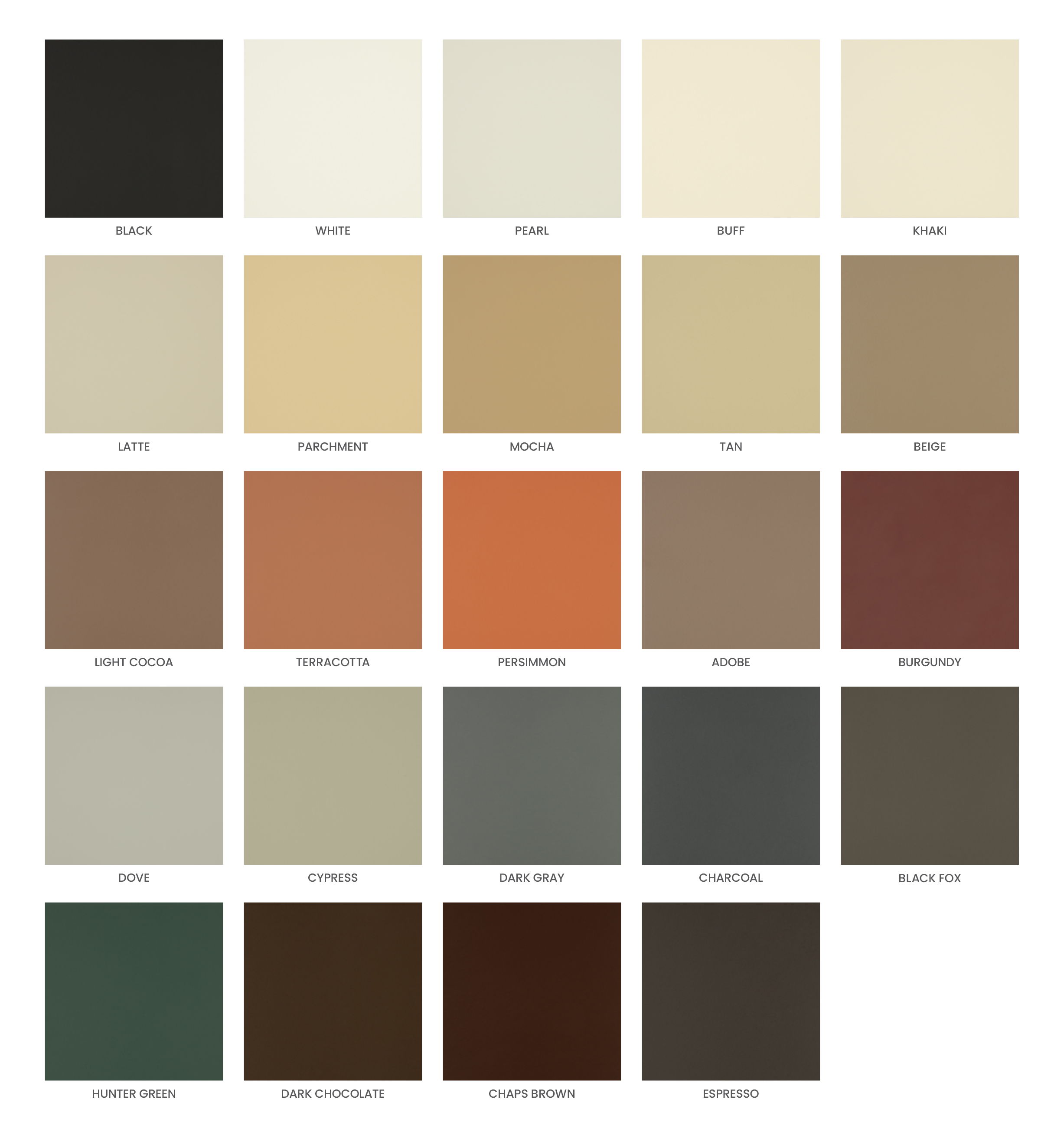 Fiberglass Color chart