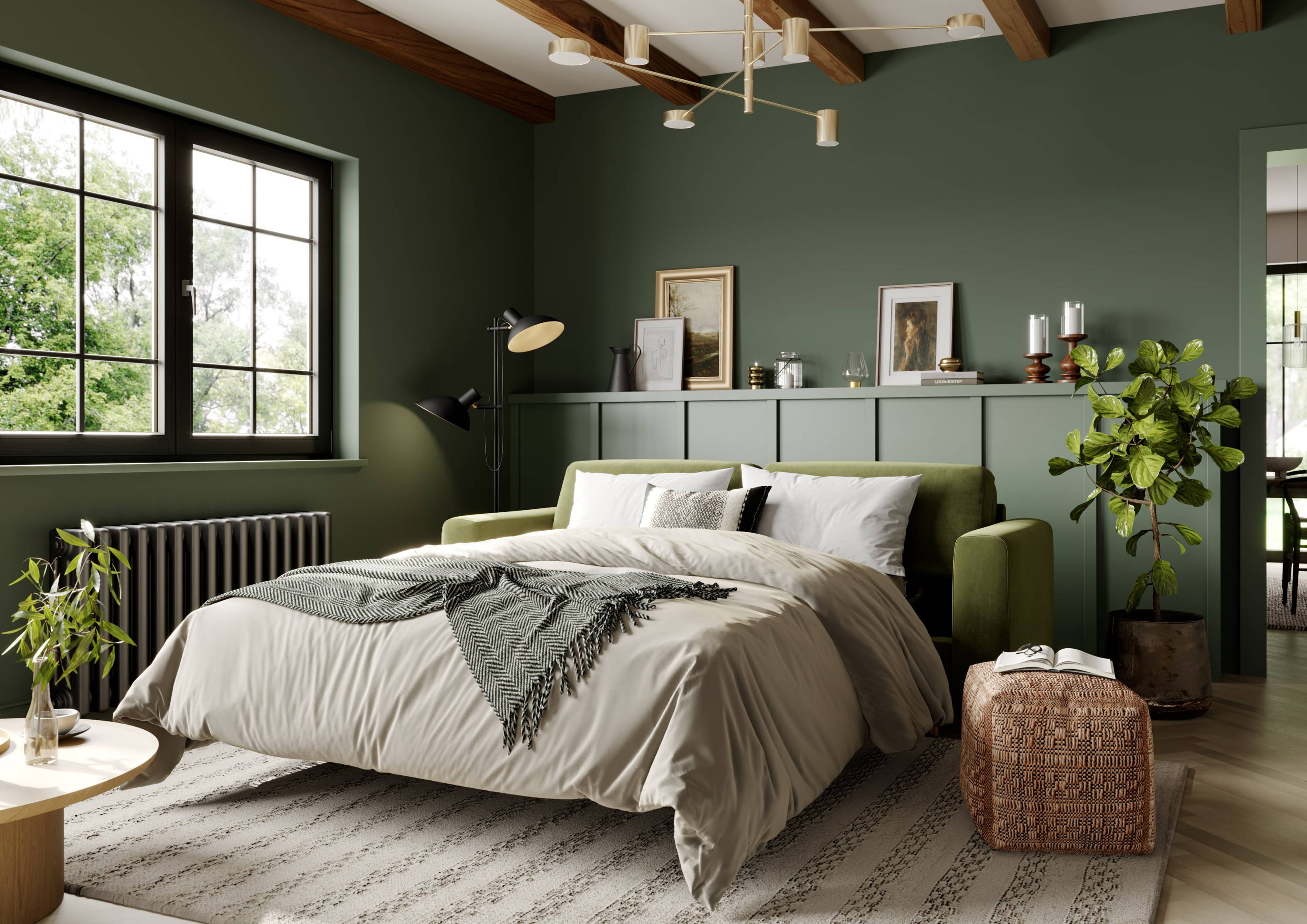 olive green velvet sofa bed