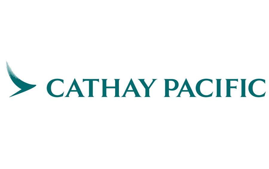 Cathay Pacific logo featuring a stylized bird and company name.