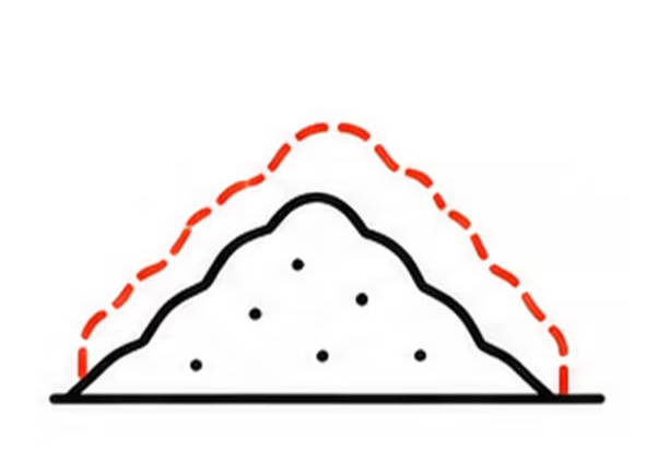 Mine stockpile representing changing material-volume information
