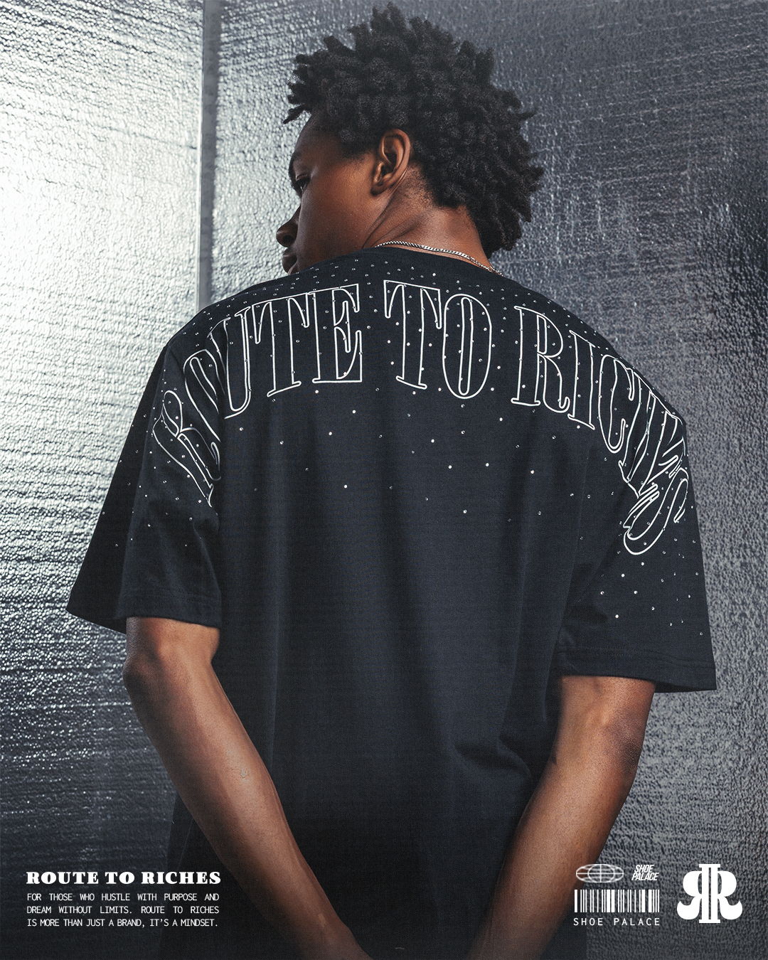 Person wearing a black shirt with 