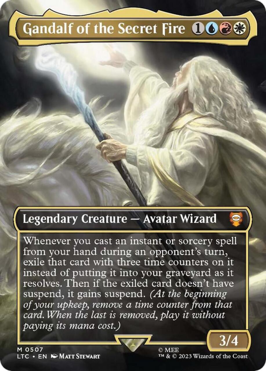 Card featuring Gandalf, a legendary creature, with abilities and stats displayed.
