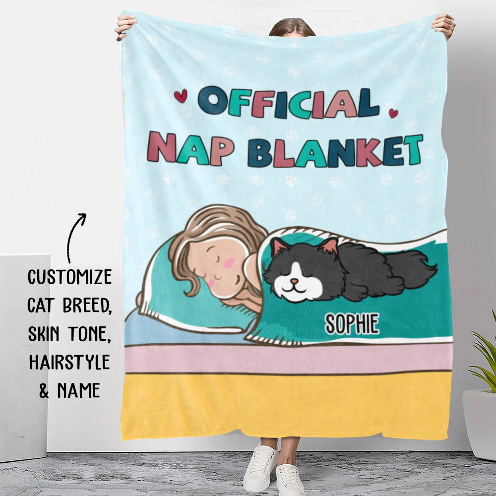 CAT OFFICIAL NAP BLANKET - PERSONALIZED CUSTOM FLEECE BLANKET
