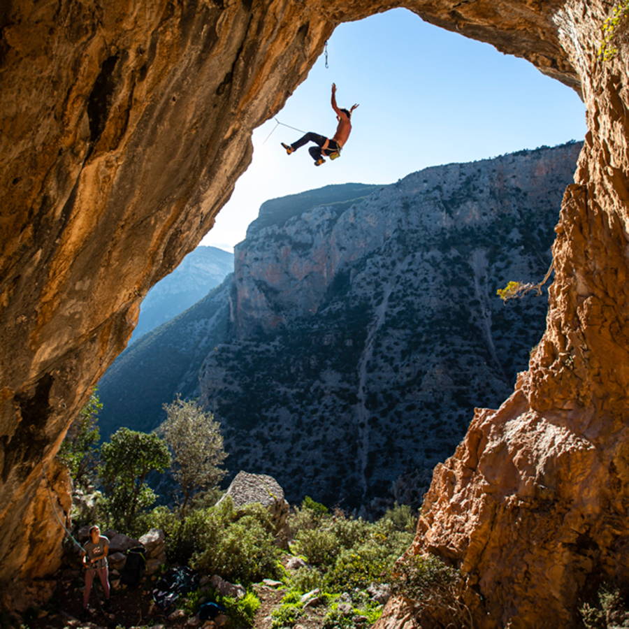 image of Women climber dropping