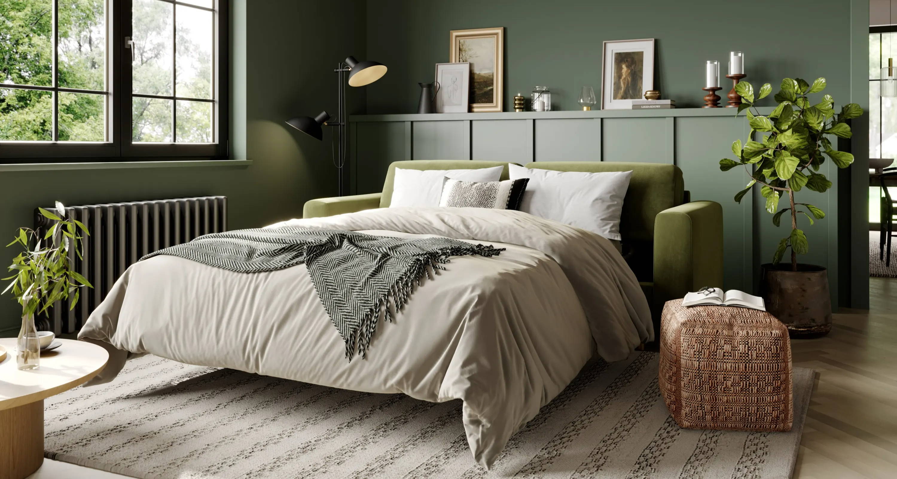 olive green velvet sofa bed