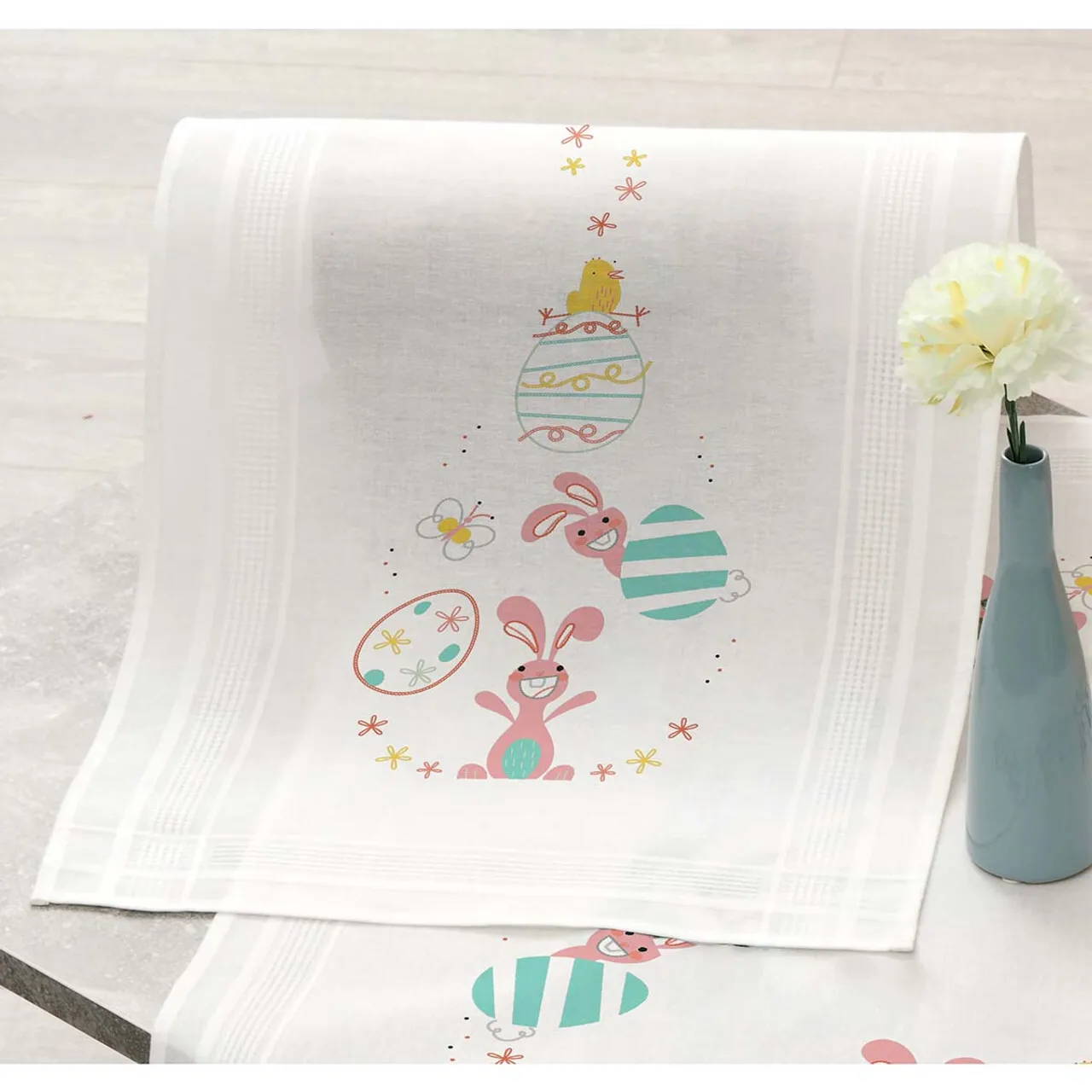 Craftways Bunny & Eggs Table Runner Stamped Embroidery Kit