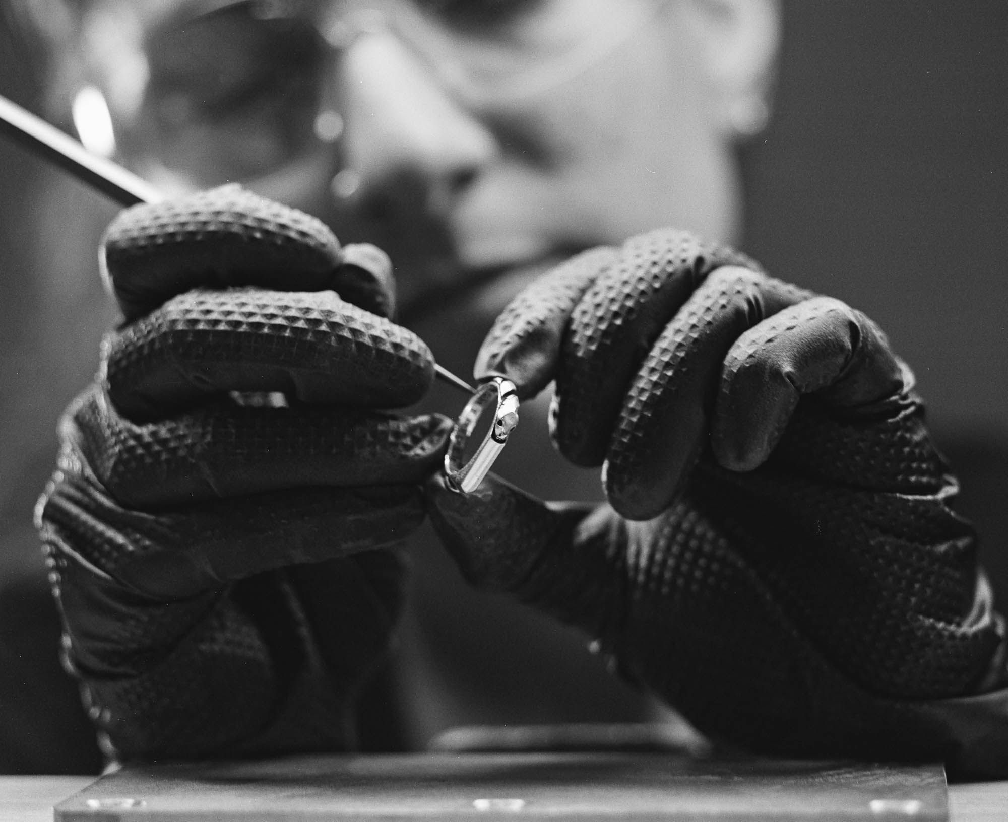 A NightRider jeweler handcrafting a Serpentina Ring