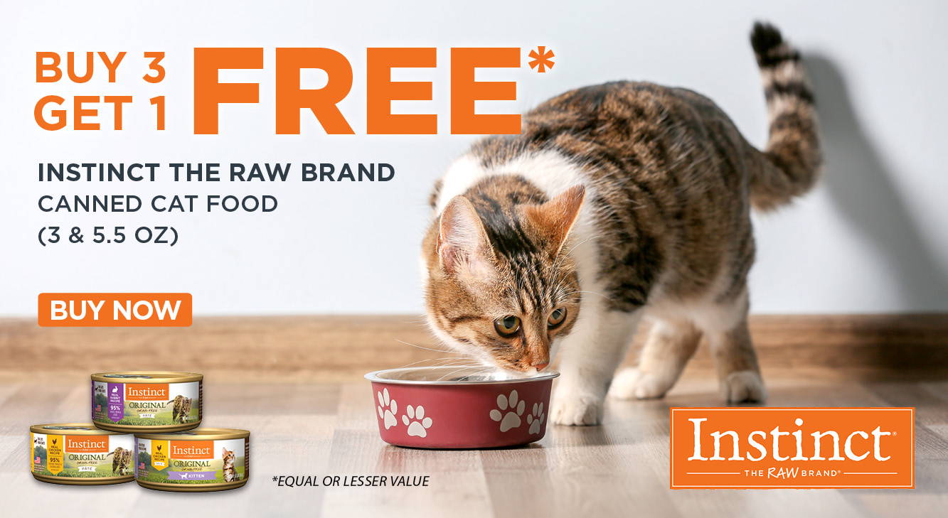 Buy 3, get 1 free Instinct The Raw Brand canned cat food  3 & 5.5 oz