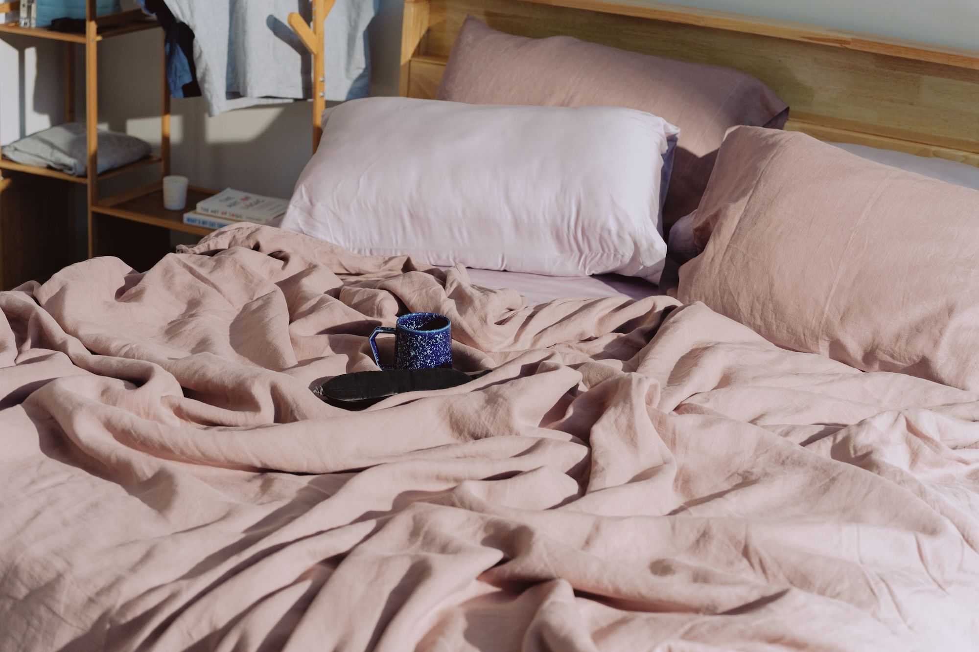 bedsheets with linen duvet cover in plum