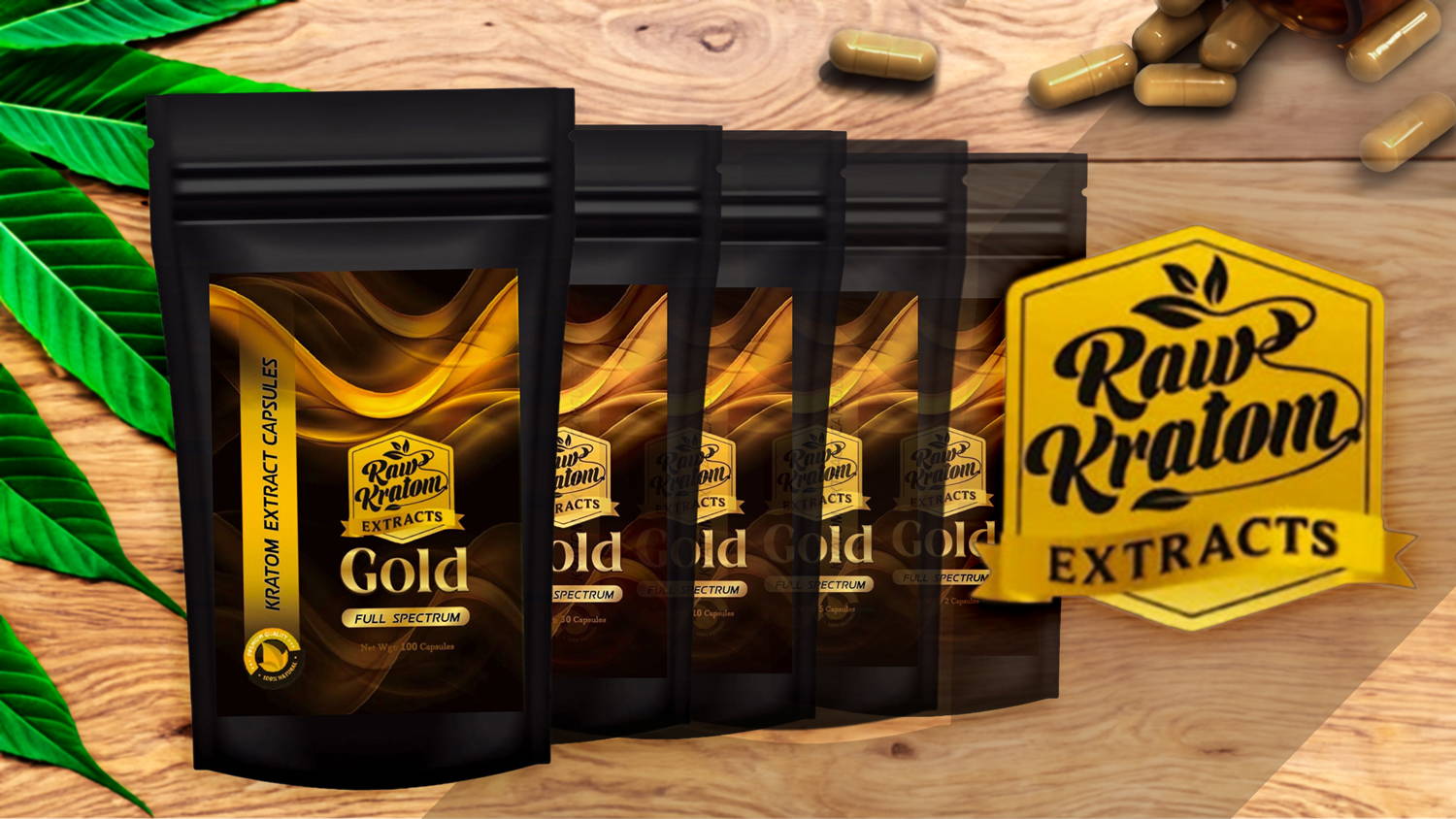 Raw Kratom Extract Gold Capsules Banner