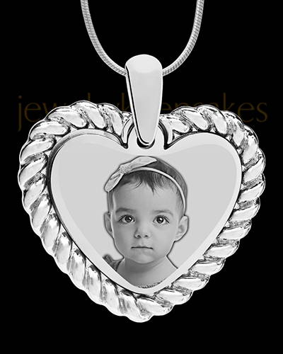 Silver Framed Heart Photo Engraved Pendant