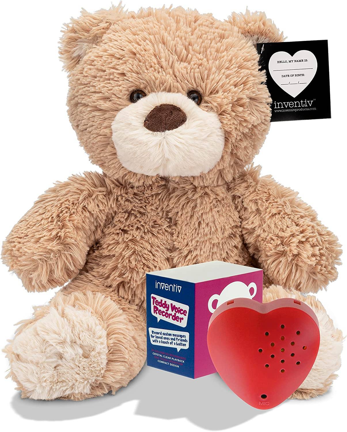 Teddy Bear with Pouch + 1 Pack, Red 30 Second Sound Recorder Heart Mod –  Inventiv Products