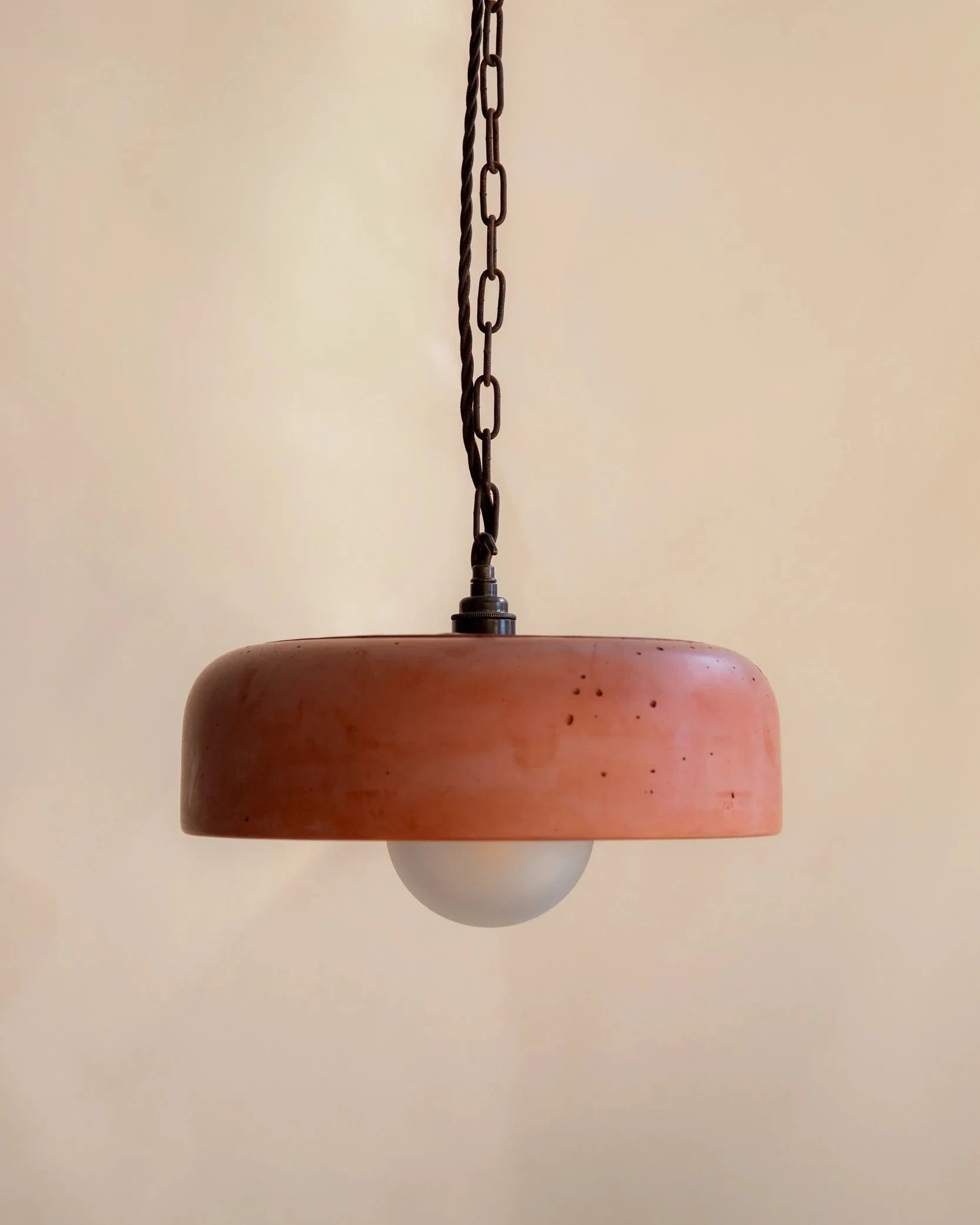 Large Wide Bowl Concrete Pendant Terracotta