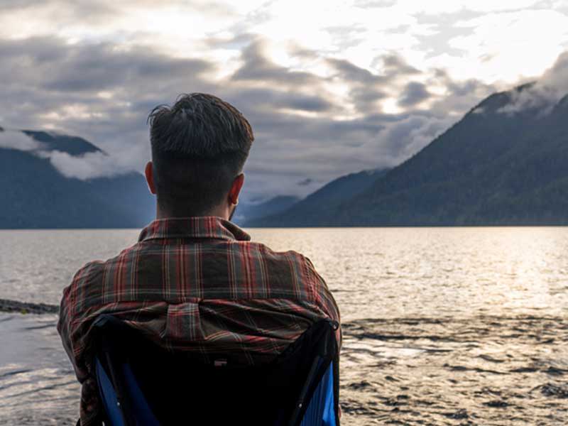 CLIQ Chair Product Photo Lake Person Scenic