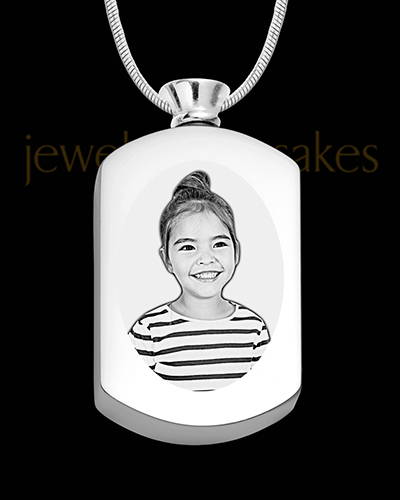 Stainless Rectangle Photo Engraved Cremation Pendant