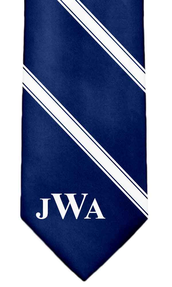 Custom necktie with fancy stripes and bride and groom's initials