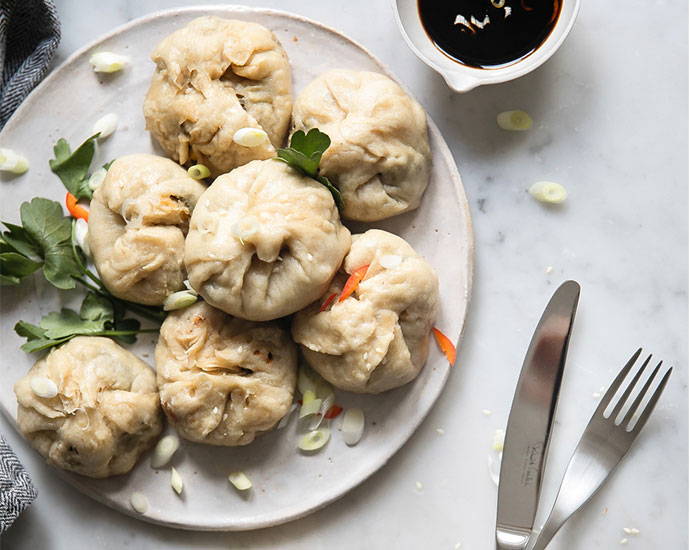 Pan Fried Veggie Bao Buns