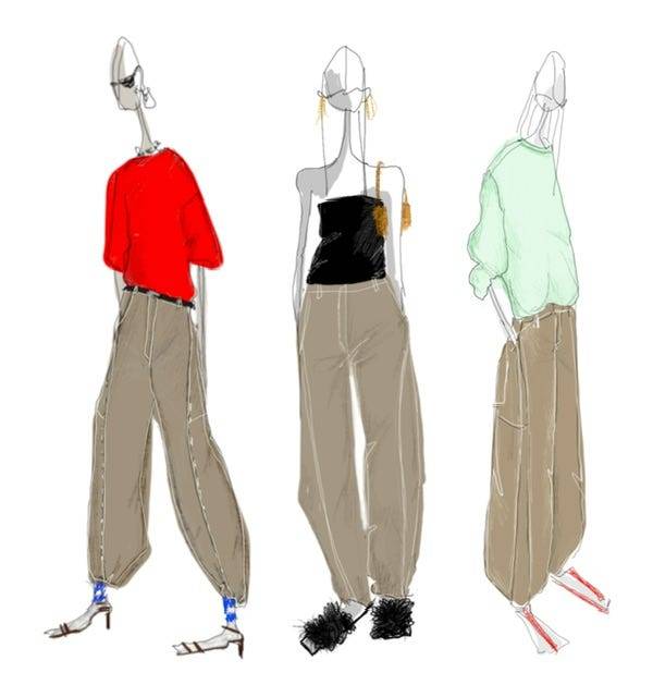 illustrated women wearing tibi fundamentals clothing