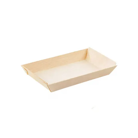 A small rectangular wood tray