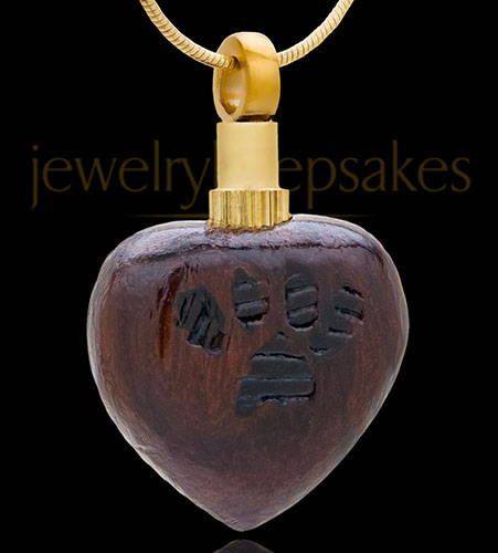 Wood Pawed Heart Cremation Jewelry