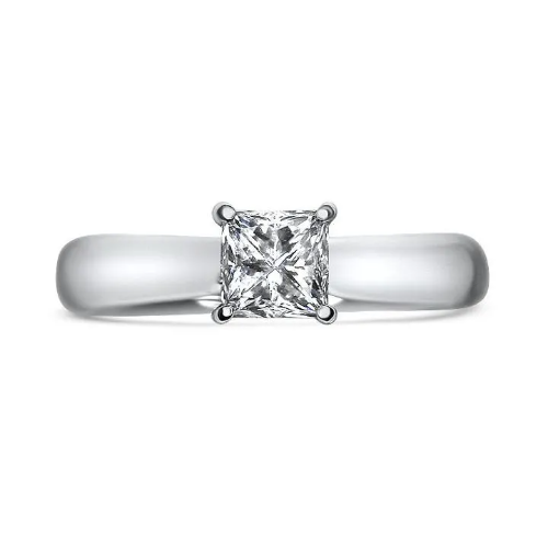 Princess Cut Ring With Plain Band