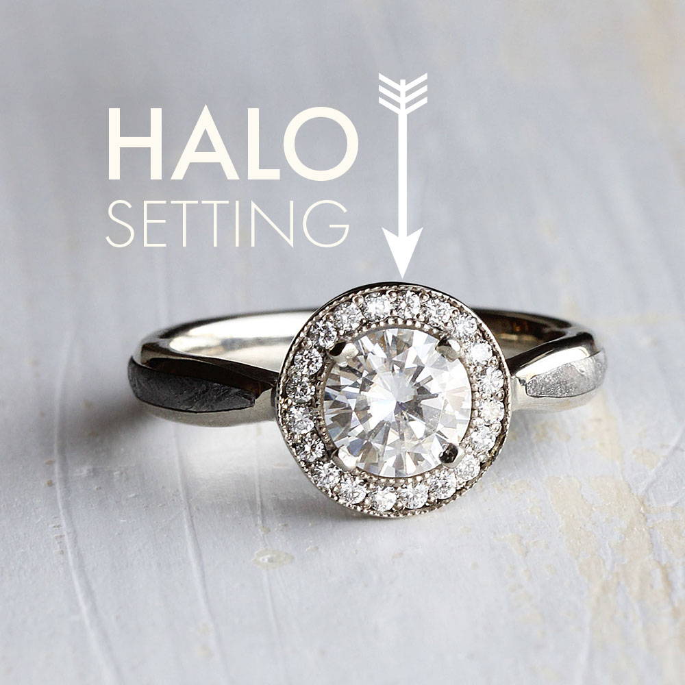 Halo setting engagement ring