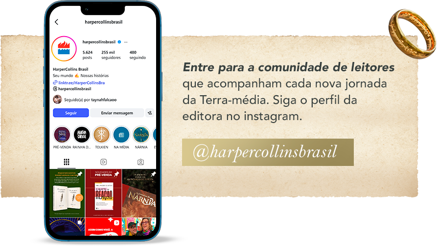 Instagram profile promoting a community for readers of Middle-earth. Follow @harpercollinsbrasil.