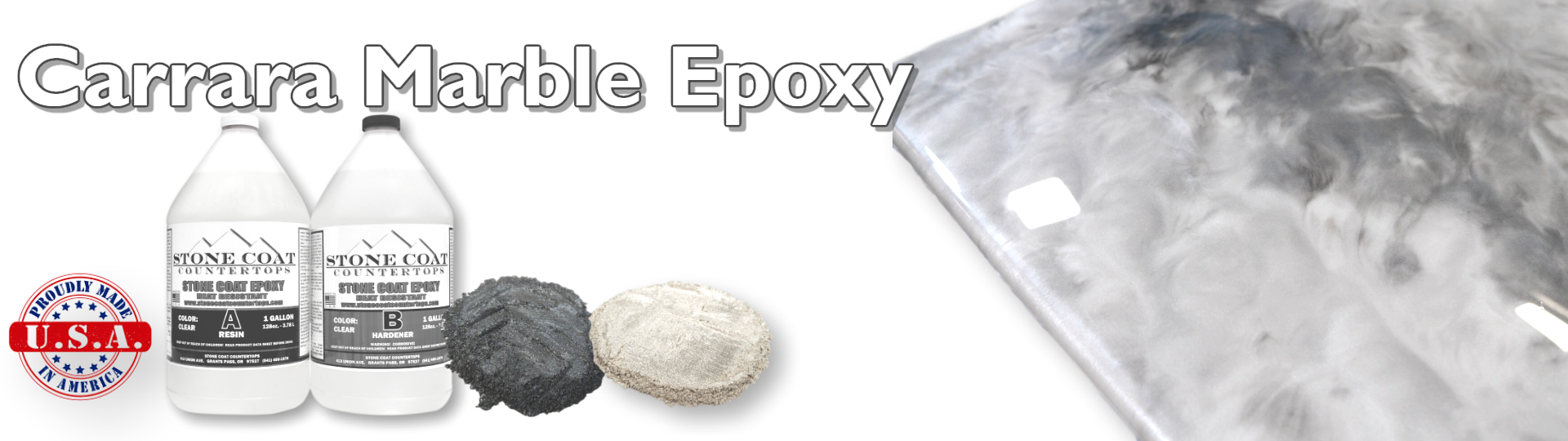 Carrara Marble Epoxy by Stone Coat Countertops, using Stone Coat epoxy A and B.