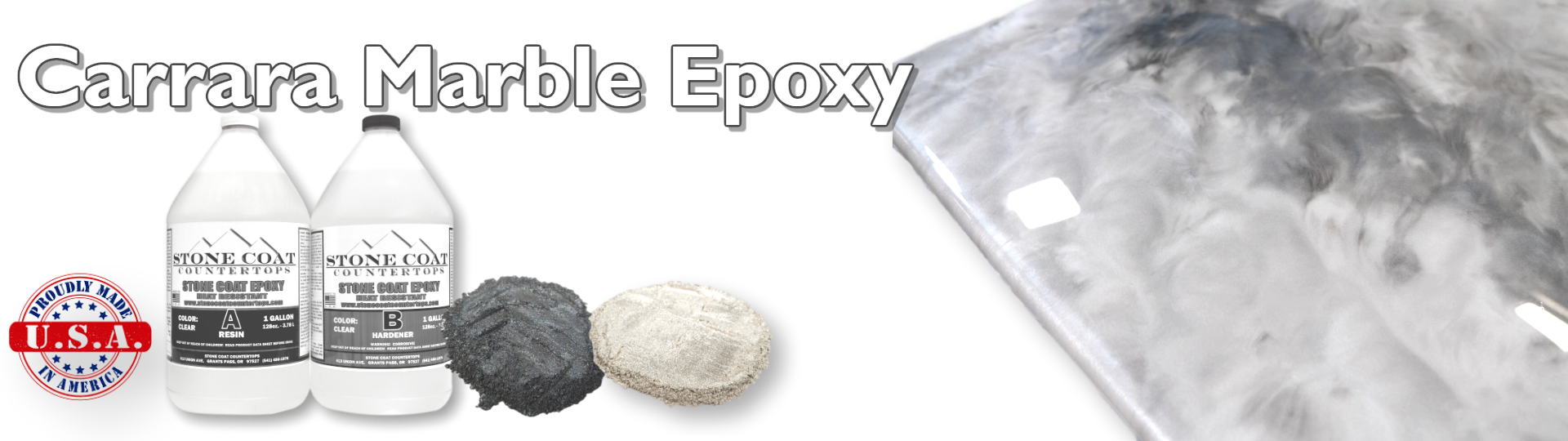 Purchase the Carrara marble epoxy kit online at Stone Coat Countertops. Our  Carrara marble epoxy countertop kit is affordable, easy to use, heat  resistant, and impact resistant. Shop for the Carrara marble