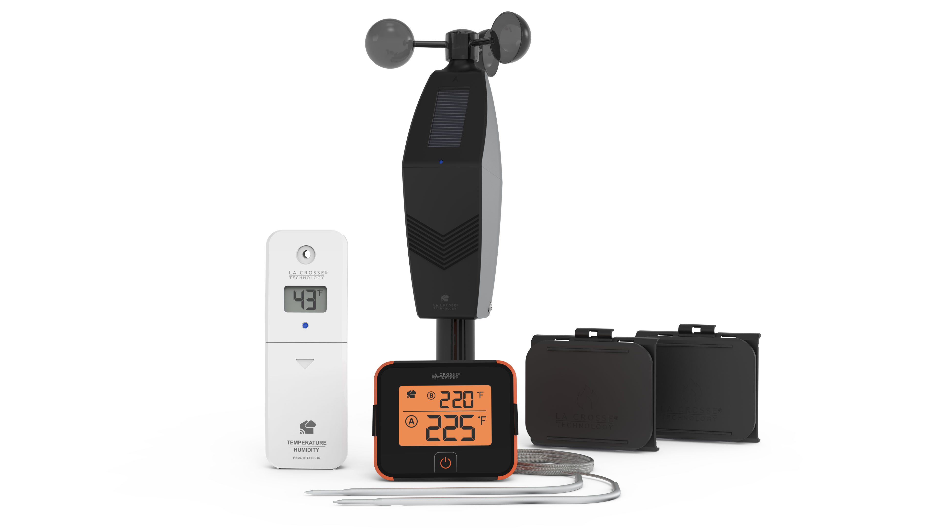BBQ Boss Bundle Option #3 - Bridge Gateway with a BBQ sensor, one temperature and humidity sensor, and one Glide Pro wind speed sensor. Click or tap to shop now.