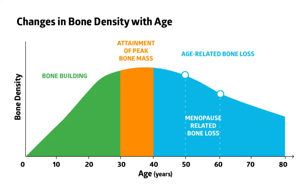 Changed in Bone Density with Age graph