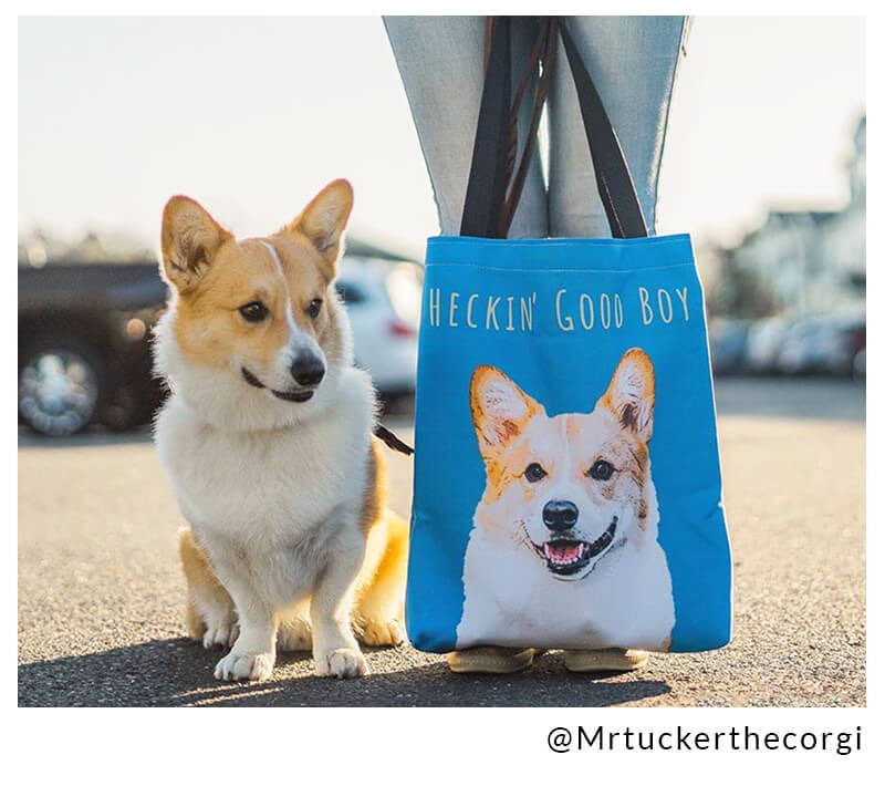 corgi influecer tote bag