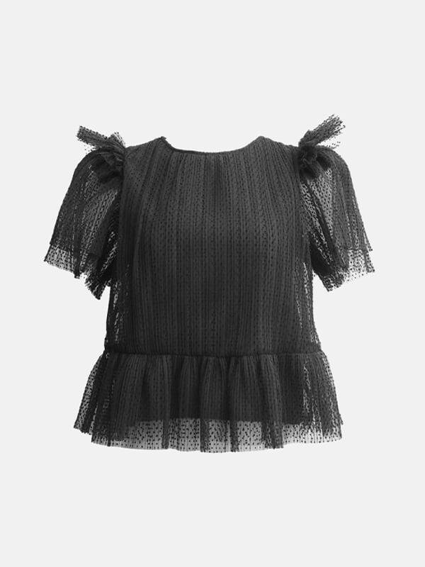 Hunter Bell Heather Top Onyx Flocked Tulle.