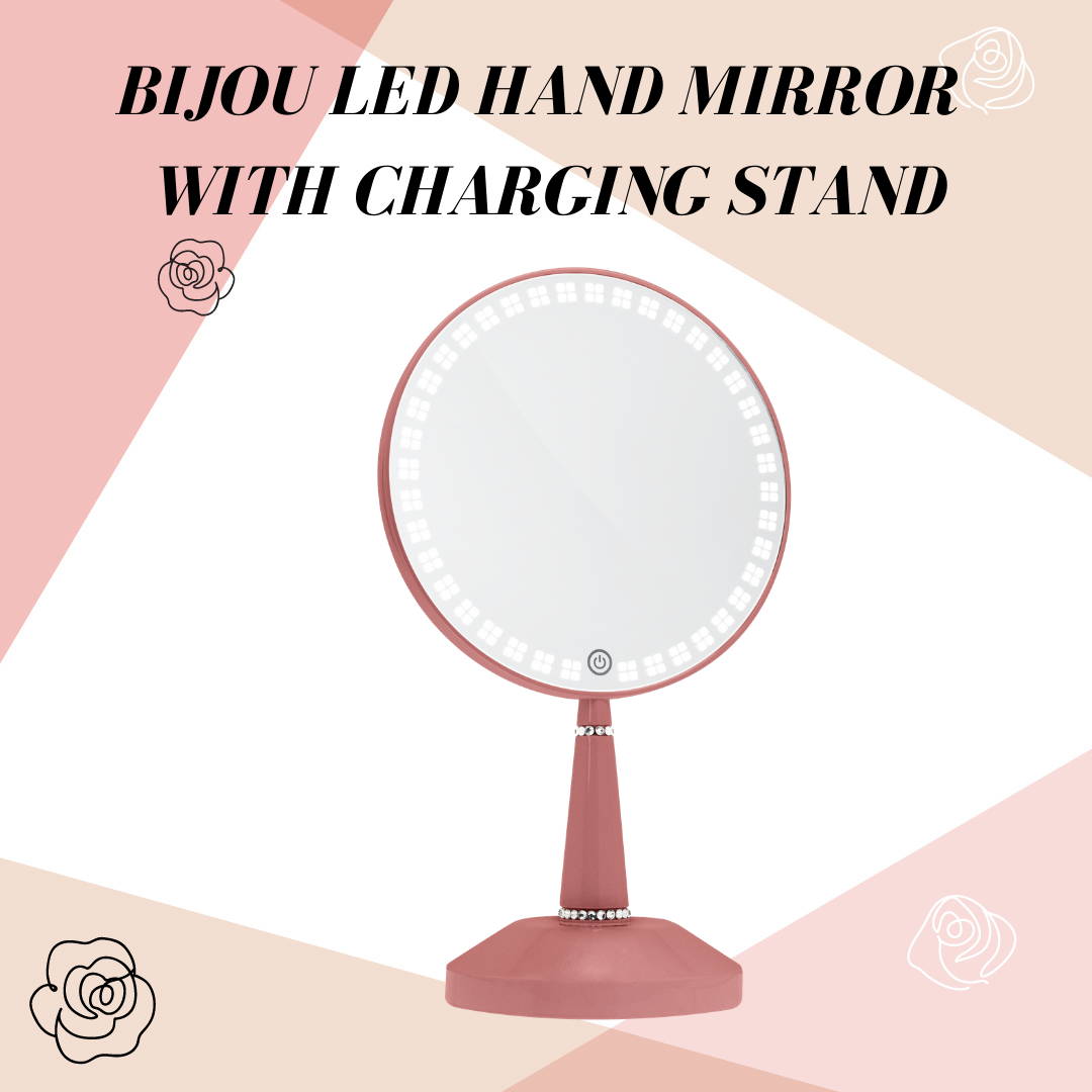 Bijou LED Hand Mirror With CHarging Stand
