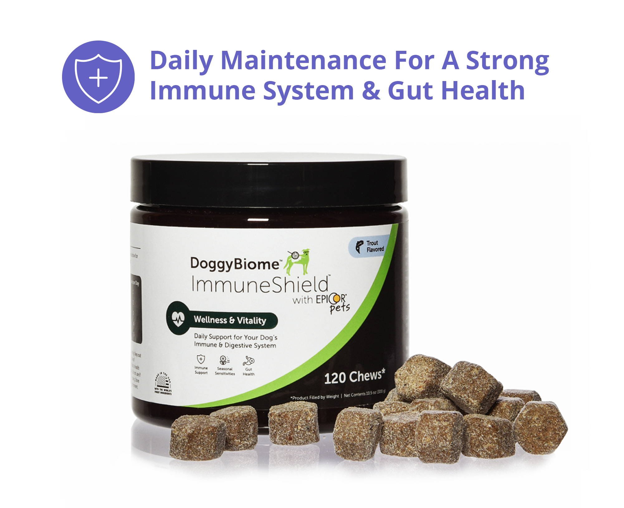 DoggyBiome ImmuneShield with Epicor Chews for Dogs