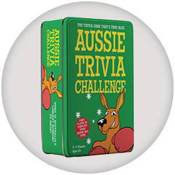 Image of green Aussie trivia game challenge tin. Shop all trivia games.