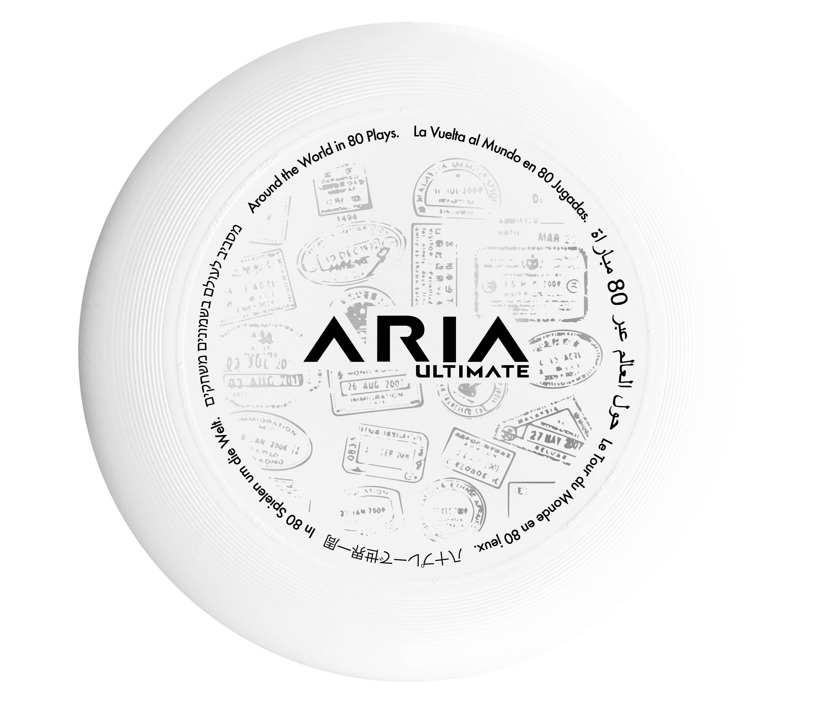 ARIA professional official ultimate flying disc for the sport commonly known as 'ultimate frisbee'  around the world in 80 plays aroundtheworldin80plays