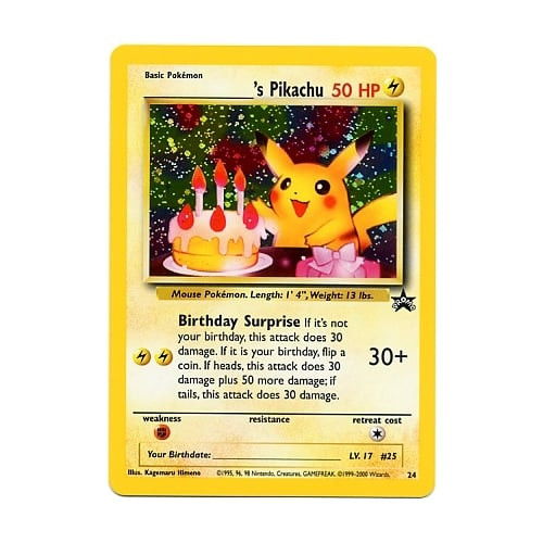 all pikachu cards - Pokémon card featuring Pikachu with a birthday cake.