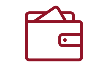 A simple wallet icon with an open flap and cards inside.