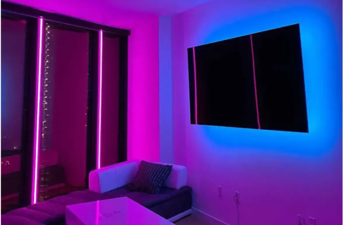 TV backlight with color changing LED strip lights