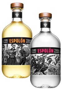 Two bottles of Espolón tequila, one blanco and one reposado.